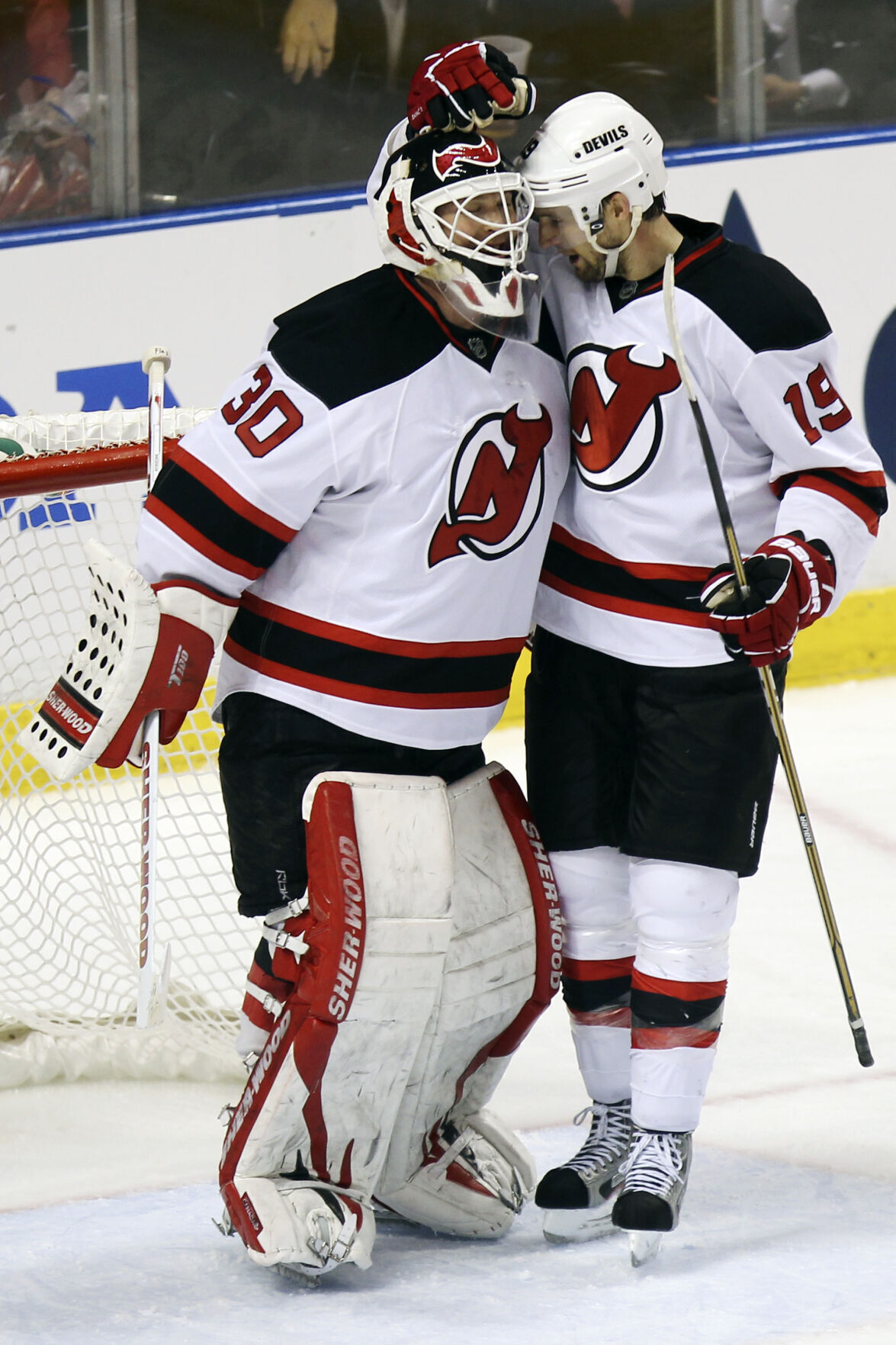 2012: Martin Brodeur becomes second goalie to earn 100 postseason wins